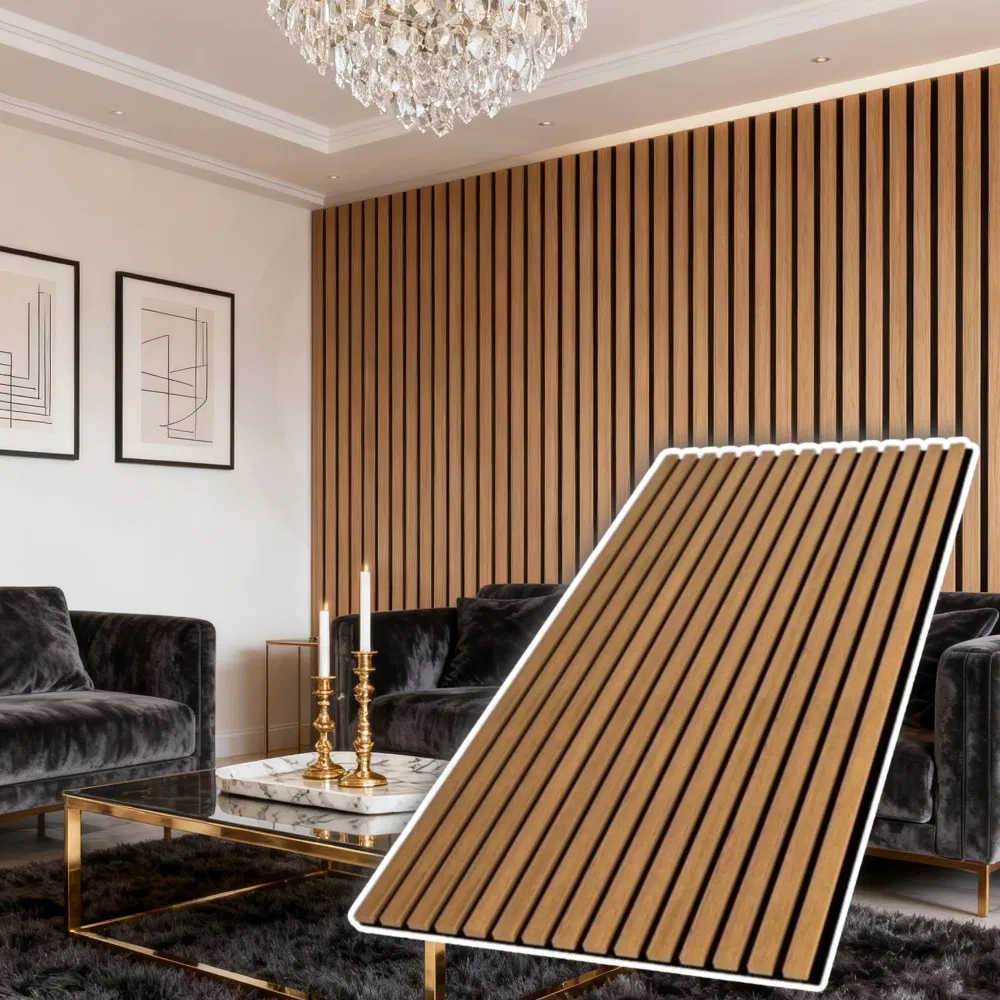 Modern Polyester Soundproof Wall Decor with Acoustic Wood Panel for Building Material