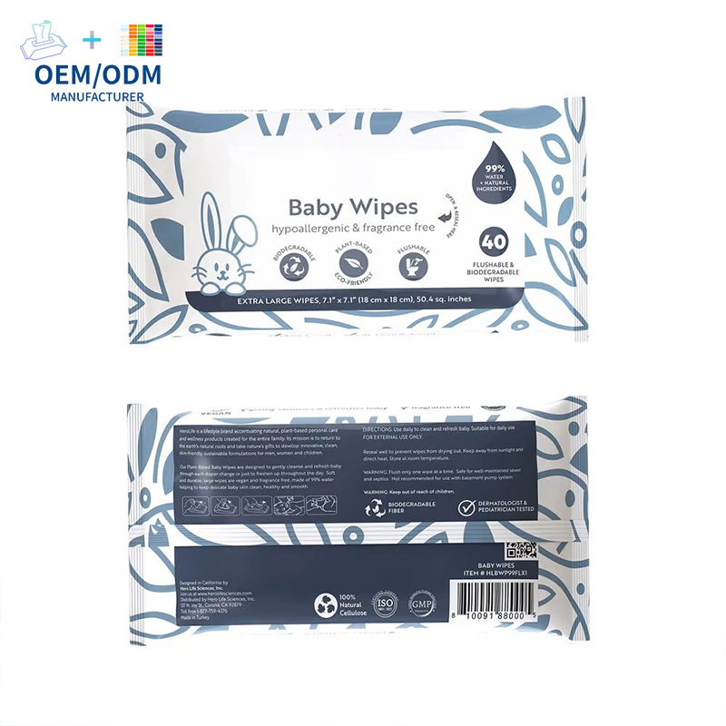 Customizable Sensitive Non-Scented Bamboo Fiber Biodegradable Flushable Baby Wet Tissue Wet Wipes