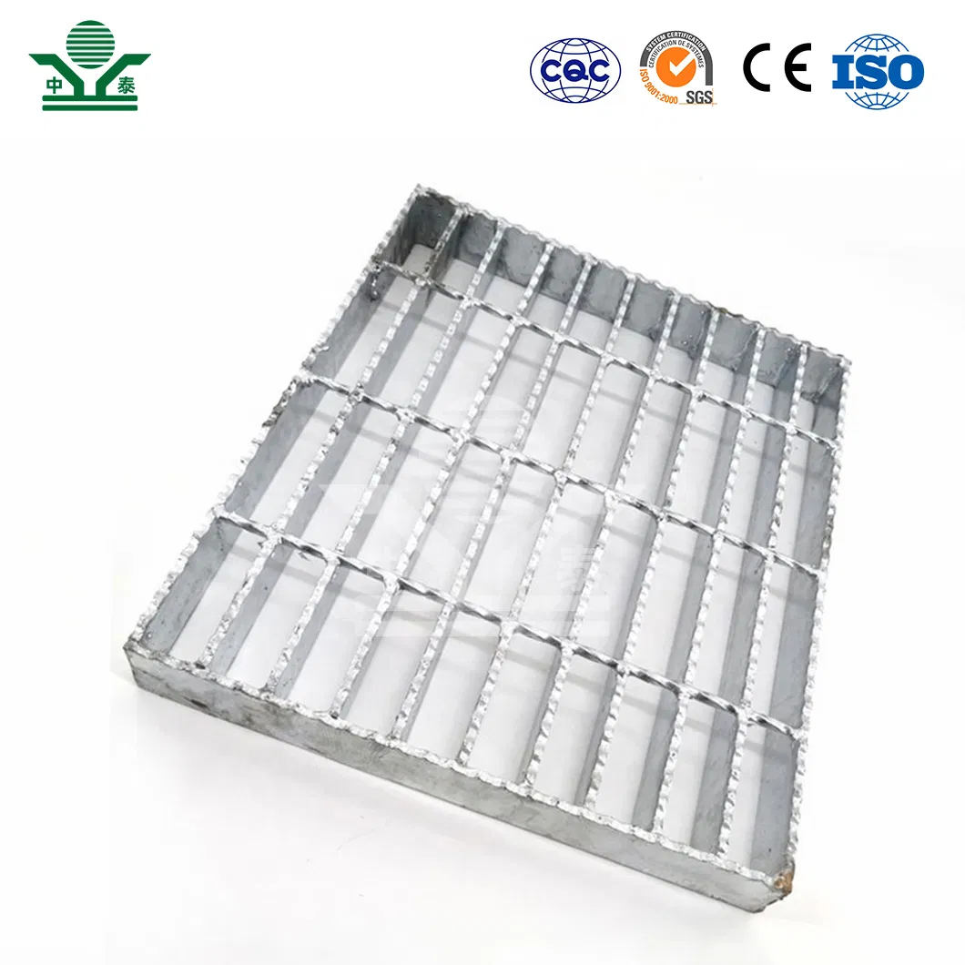 Zhongtai Galvanized Steel Grating Platform China Wholesalers Steel Trench Grating 1 - 3/16 Inch Bearing Bar Pitch Swimming Pool Overflow Steel Grating