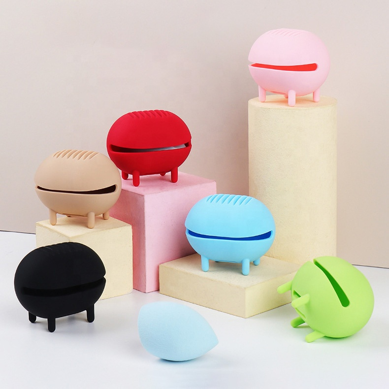 Reusable Washable Protective Carrying Case Beauty Sponge Blender Container with Cover Silicone Makeup Sponge Holder