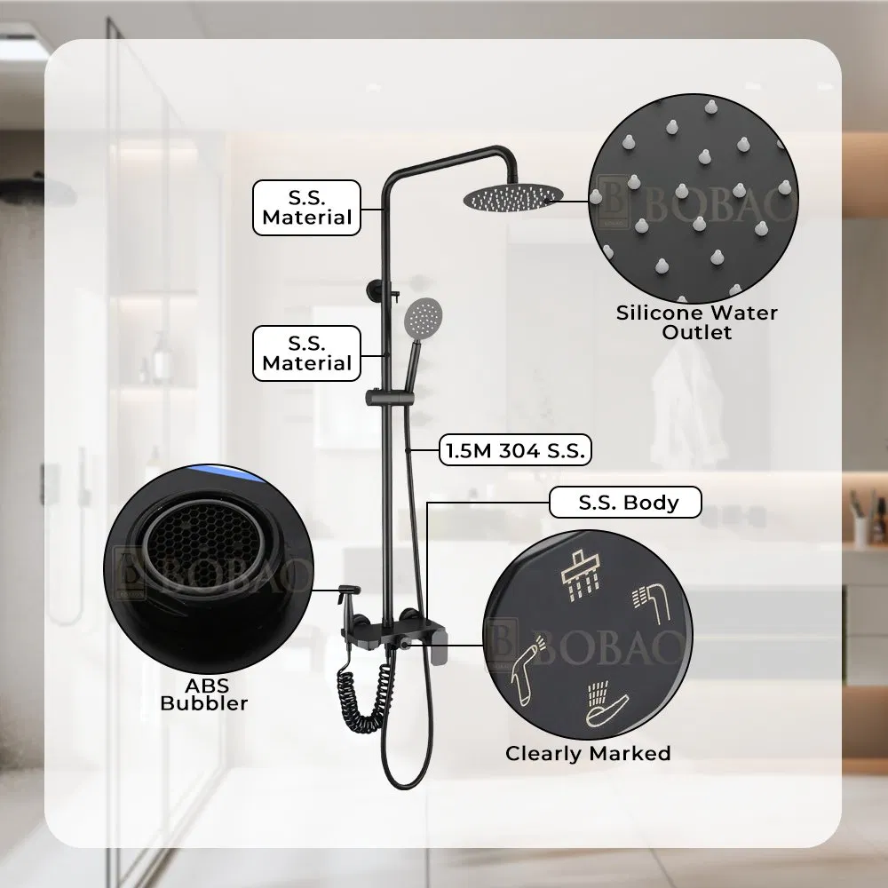 Modern Brushed Stainless Steel Shower Faucet Panel for Luxurious Bathrooms