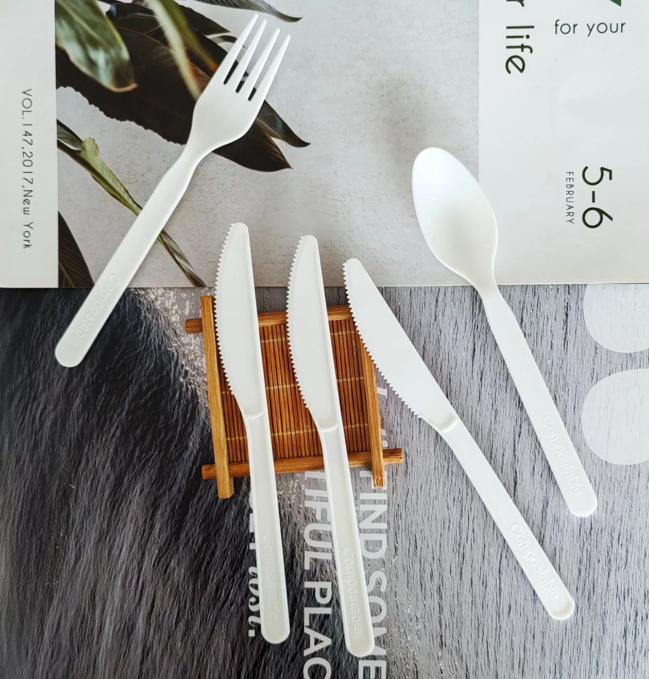 Wholesale Individual Packaging Compostable Cpla Cutlery Spoon Fork Knife Utensils