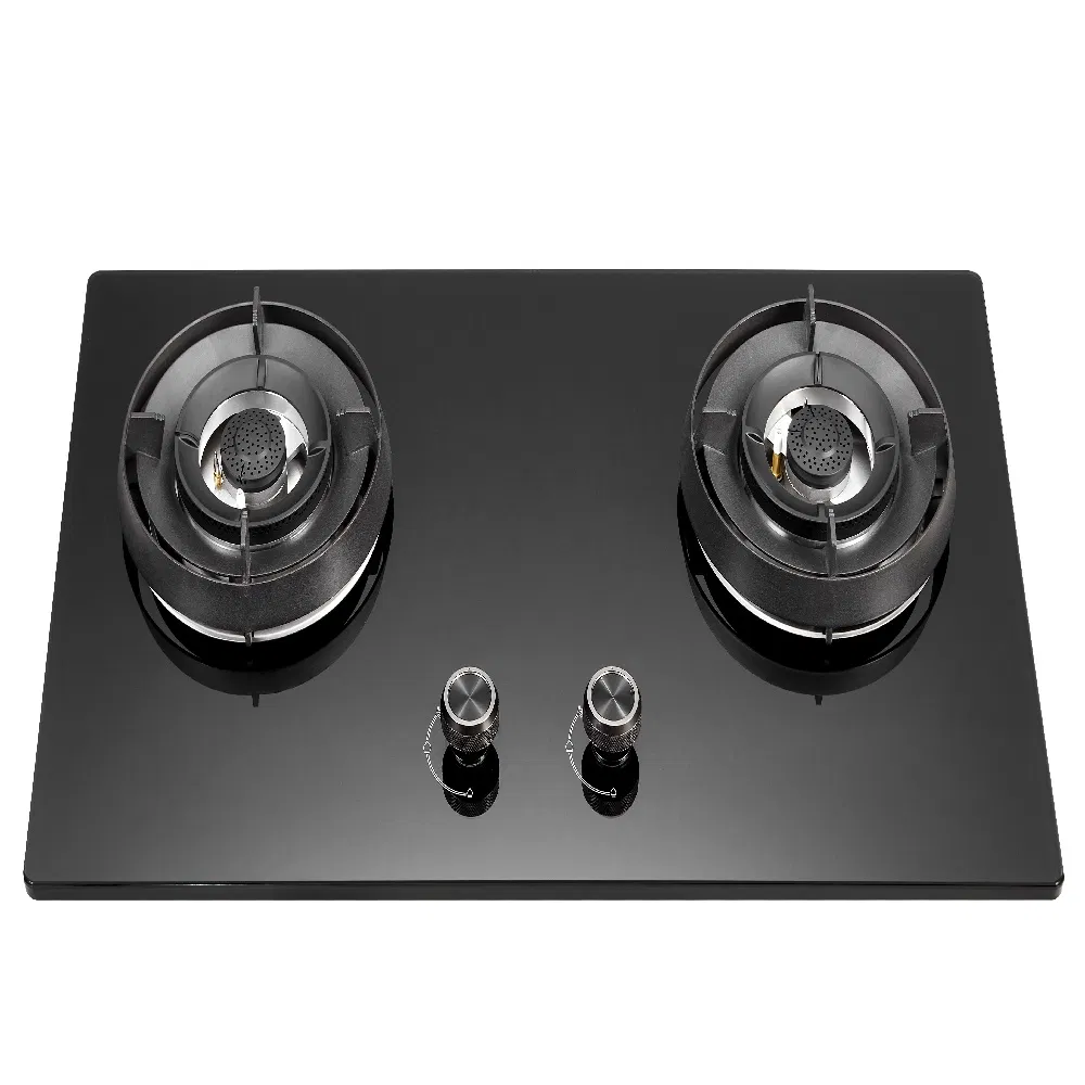 Built in Cookware Stainless Stee/Tempered Glass 2 Burner Gas Stove