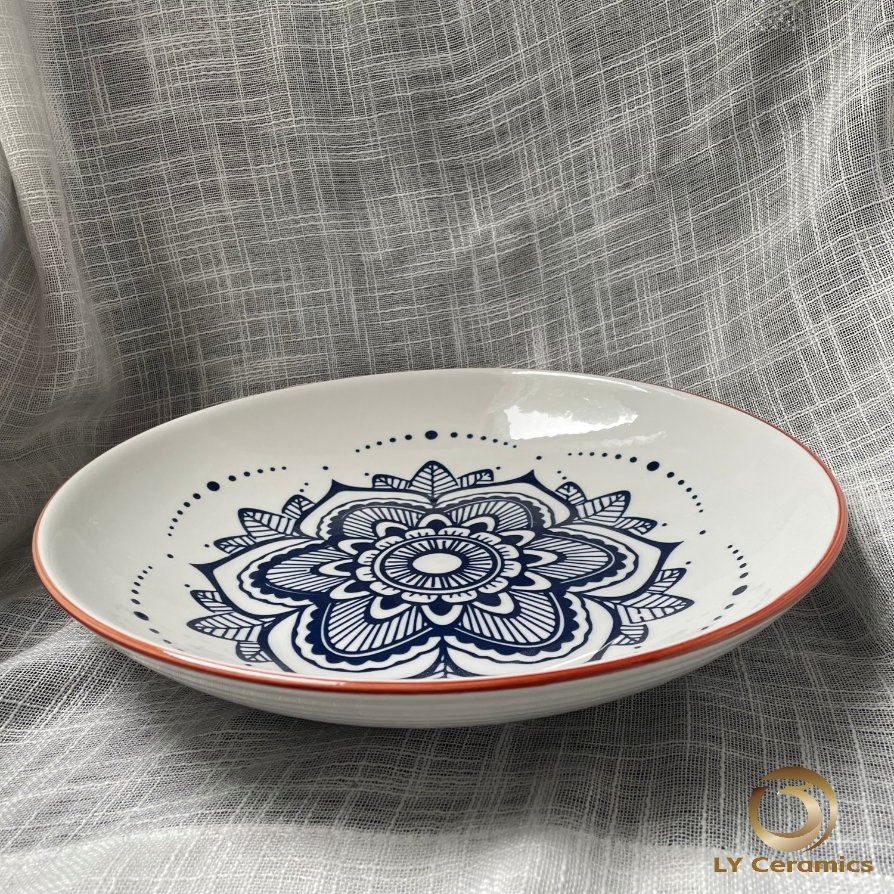 12.75" Rice Pasta Fuirt Plate Soup Bowl Healthly Pad Printing Porcelain Ceramic Kitchenware Tableware