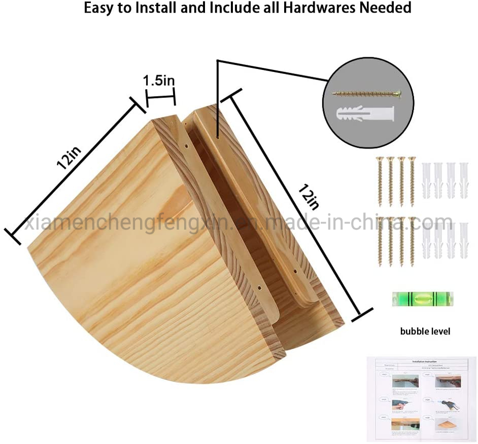 Corner Wall Shelf Set of 2, 12inch Corner Floating Shelves, Hanging Corner Shelf for Bathroom, Kitchen, Living Room, Bedroom, Solid Pine Wood