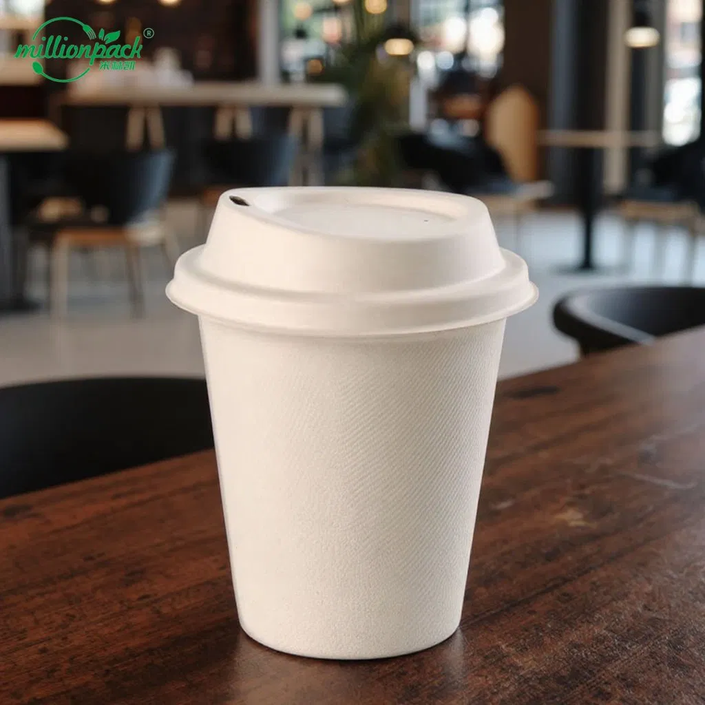 Чашка для кофе из багассы, веганская, с гладким краем