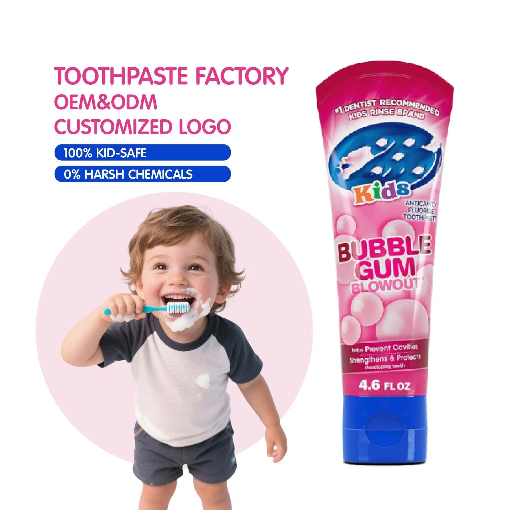 Non-Fluoride Whitening Children Toothpaste Watermelon Flavor Pump Bottle Anti-Tartar Kids Toothpaste