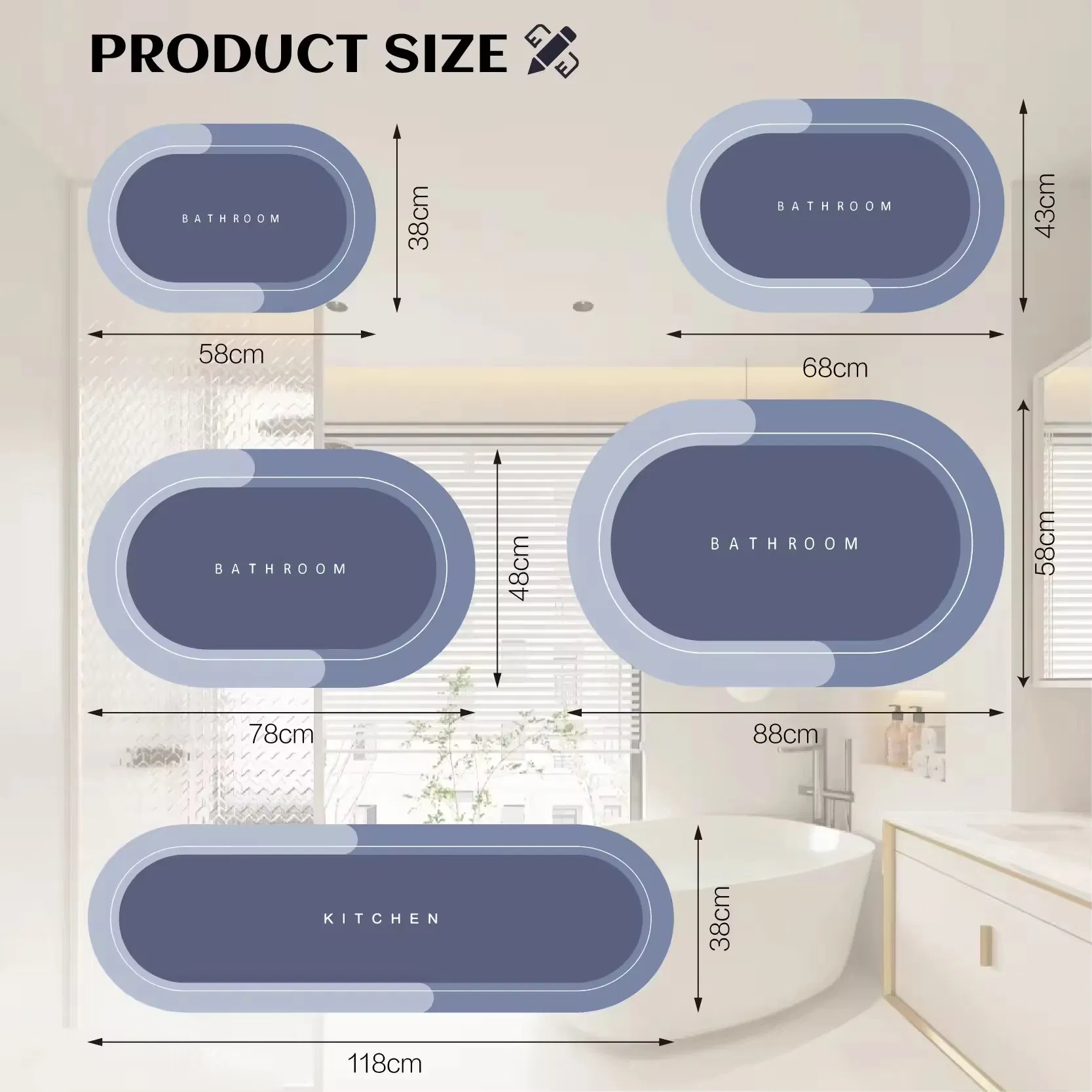 Custom Non-Slip Fast Drying Super Absorbent Bathroom Rug Washable Bathtub Earth Bath Mat