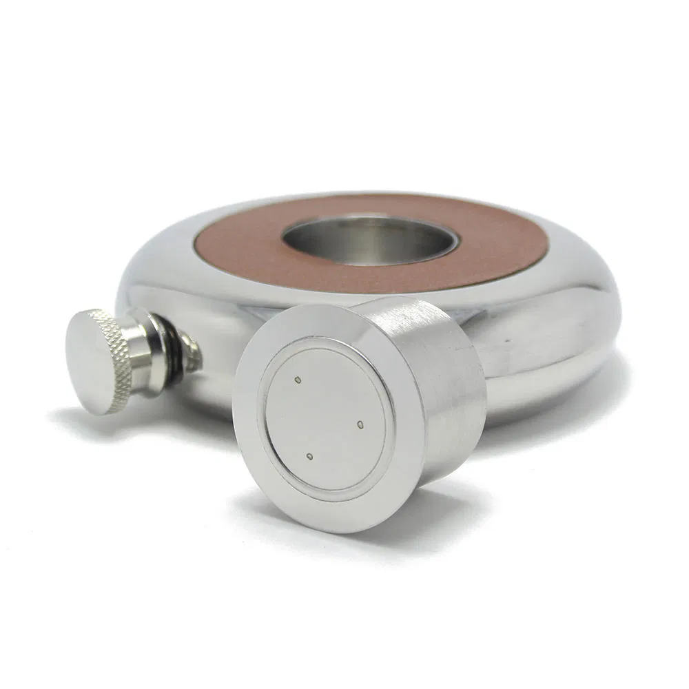 5oz Round Hip Flask Insert Cup Shot Glass Stainless Steel Hip Flask Built in Collapsible Shot Glass Novelty Silver Hip Flask