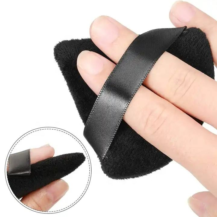 Soft Tick Triangle Powder Puff Private Label Pure Cotton Makeup Sponge Puff Face Loose Mineral Puff Cosmetic