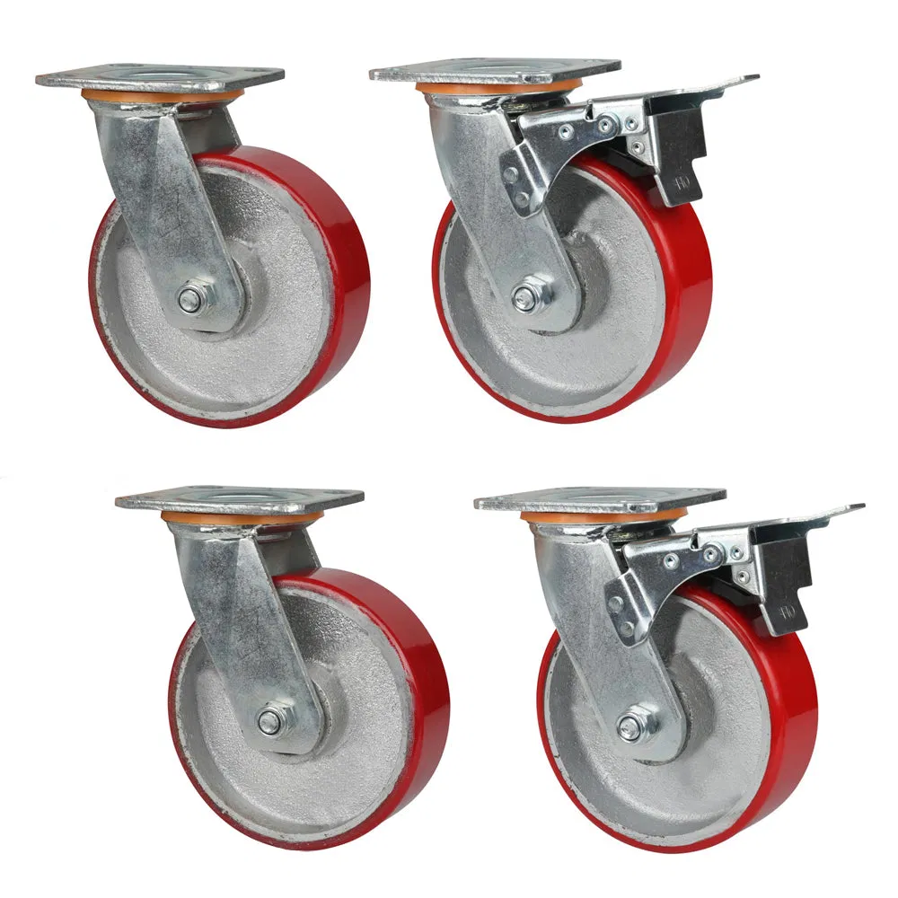 T056 Wholesale PU/TPR/Rubber/Nylon Industrial Castor Truckle Swivel Rigid Type Medium Duty Caster Wheel