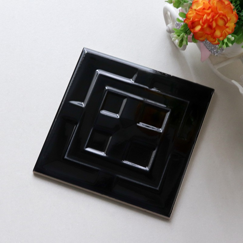 Bathroom Wall Glazed 15*15cm 6*6inch Ceramic Black Tiles