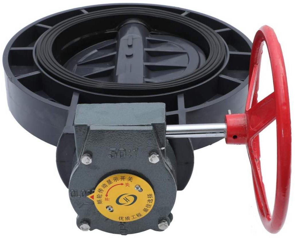 High Quality Plastic Drinking Water Butterfly Valve Lever PVC Water Supply Butterfly Valve UPVC (PN16) Pressure Worm Gear Wafer Type Industrial Butterfly Valve