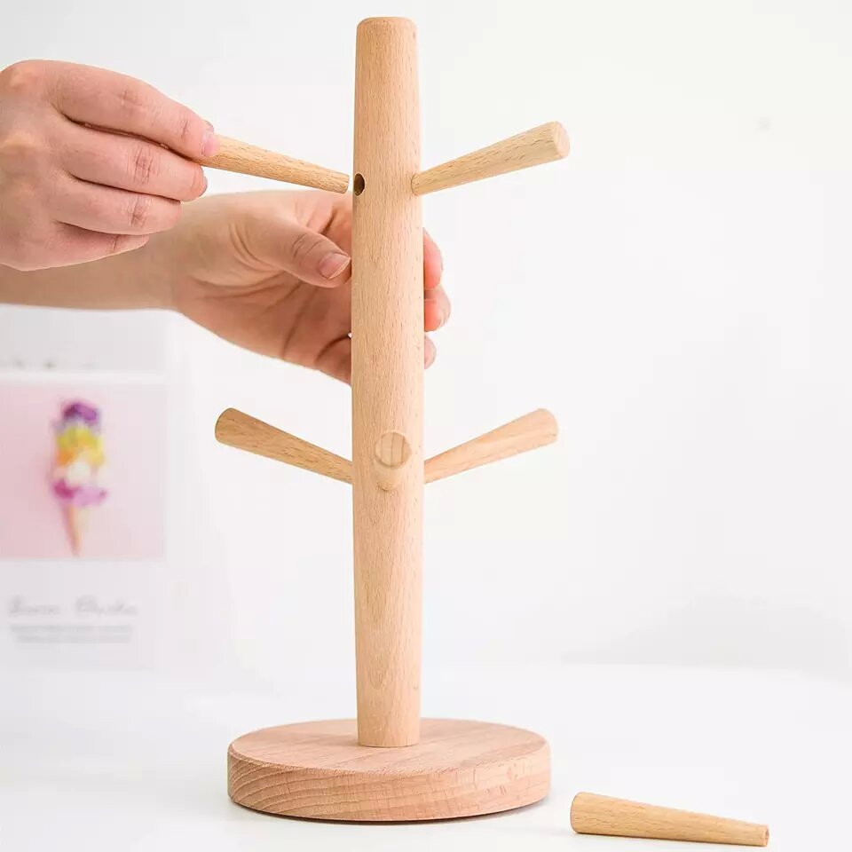 Держатель для кружек настольный, деревянный