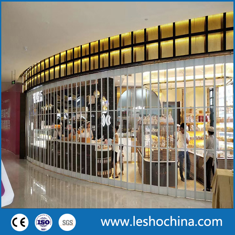 Commercial Shop Front Transparent Polycarbonate Aluminium Sliding Door Mall Metal with Durable PVC Panels Folding Accordion Doors