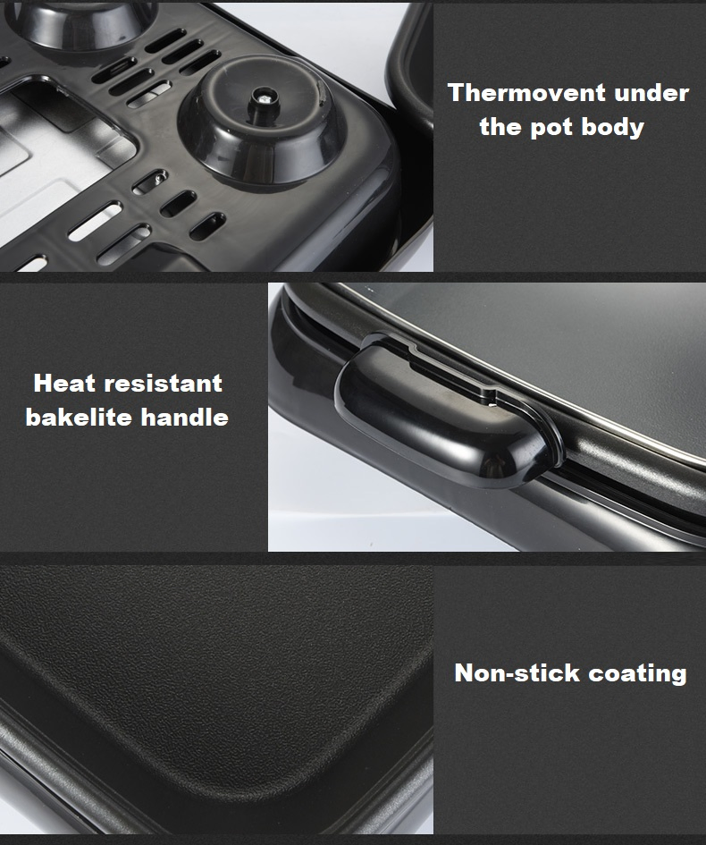 Non-Stick Baking Pan Household BBQ Smokeless Electric Grill Pan 40cm