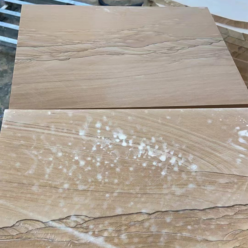 Yunnan Yellow Wooden Vien Sandstone Slab Flooring Wall Tile for Villa Sinotopstone