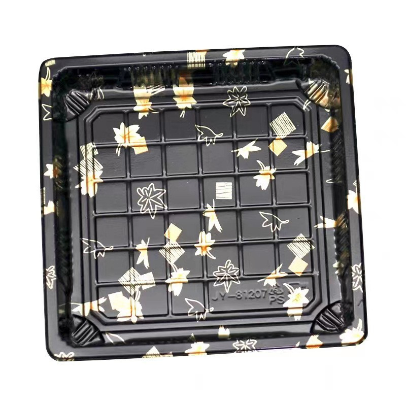 Portable Golden Food Grade Disposable Plastic Tray for Sushi Serving