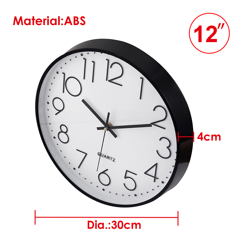 Foska Office Home Plastic 12'' Quartz Wall Clocks