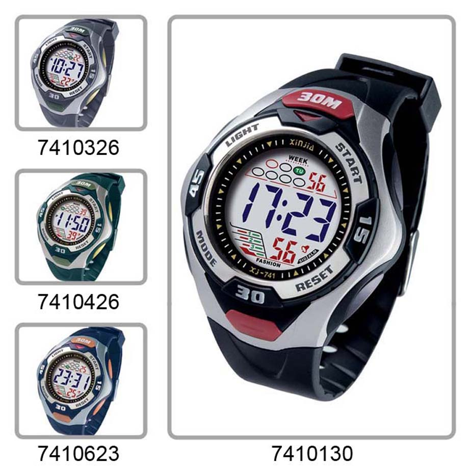 Fashion Plastic Water Resistant 30m Flashing LED Display Digital Man Watch