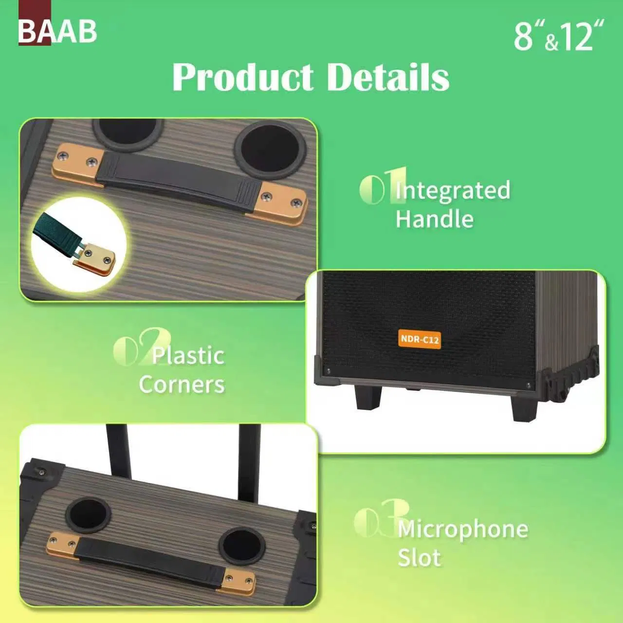 Portable Wireless Trolley Wooden Blue Tooh Ndr-C8 Speaker