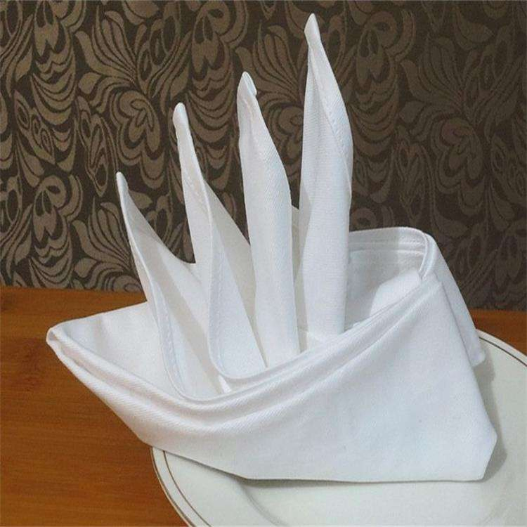 Durable Plain Dyed Hotel Restaurant Tables Linen Restaurant Customized Size Satin Band Napkin Cloth White 100%Cotton Woven OEM Fabric