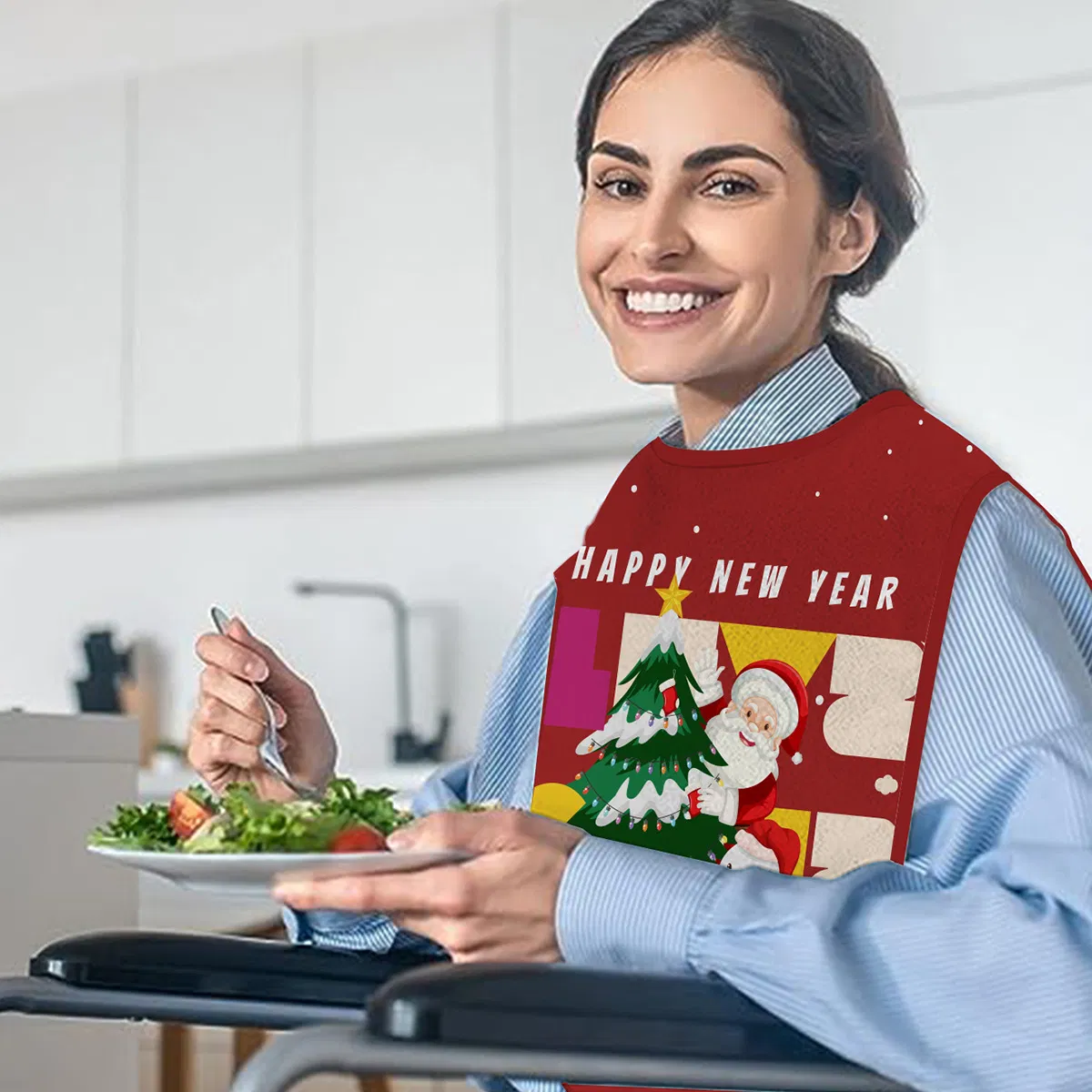 Waterproof and Stain-Resistant Food Cloth, Christmas Towel Material, Elderly Bib, Mouthwash, Adult Bib