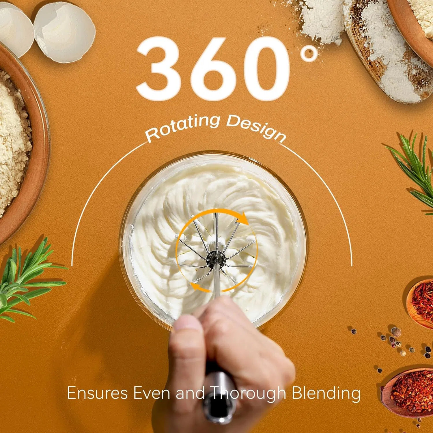 Stainless Steel Semi-Automatic Egg Whisk