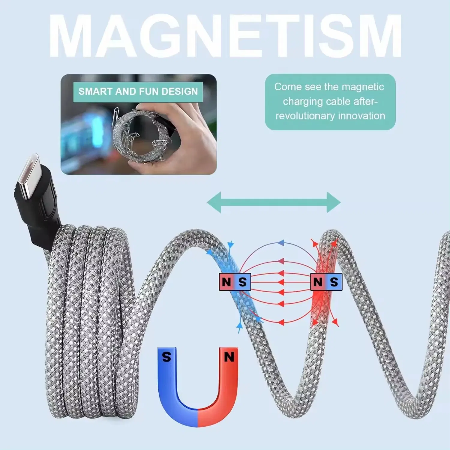 OEM Factory Custom USB C Magnetic Charging Cable Pd 1.8m 100W Magnetic Absorption USB C Cable Wholesale Manufacturer in China