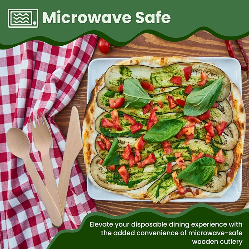 Natural Wood Fork Compostable Food Grade Wooden Utensil for Picnic Takeaway
