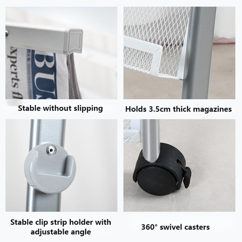 Customizable Logo Metal Mesh Basket Magazine Newspaper Storage Floor Stand