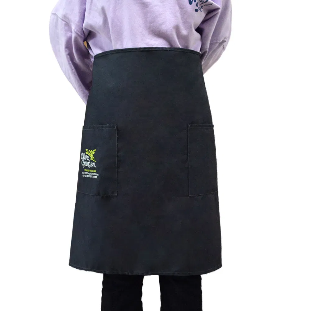Black Embroidered Kitchen Apron for Waitstaff and Chefs