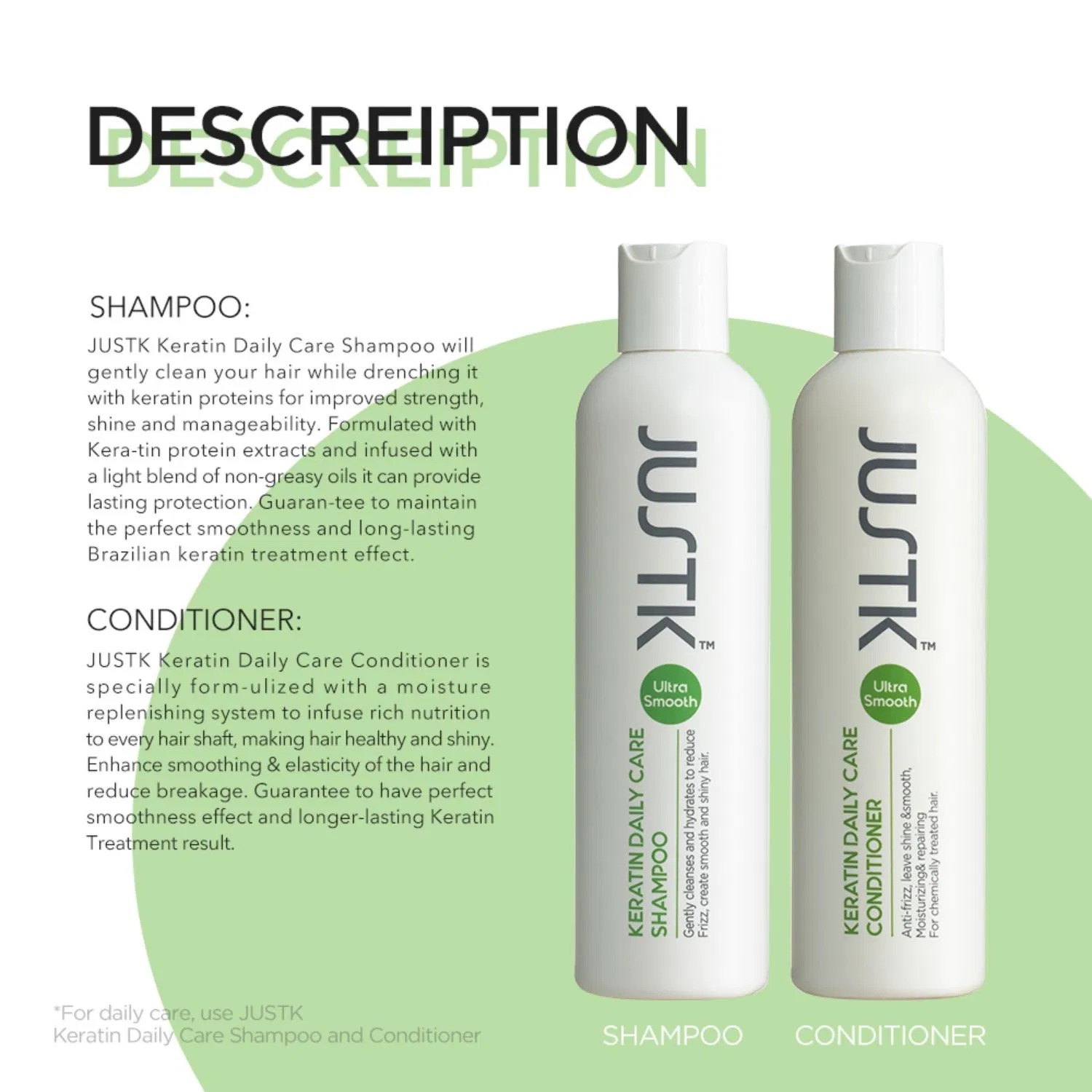 Wholesale Keratin Hair Care Set Keratin Shampoo and Conditioner Justk Hair Product