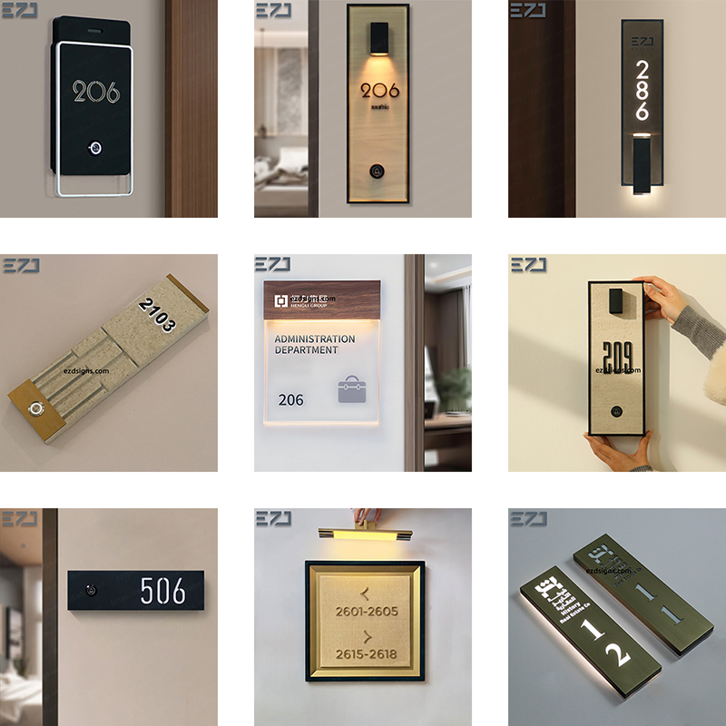 House Room Number Illuminated Dnd Doorbell Wood Hotel Apartment Door Plate Sign