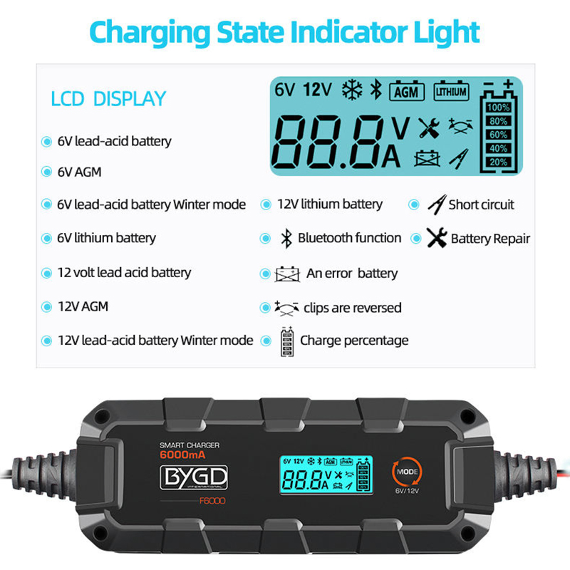 Repair Lead Acid 12V Battery Charger 12V 6A Full Intelligent Automatic Repair Battery Charger