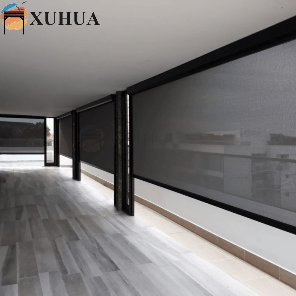 Xuhua Heavy Duty Motorized Aluminum Windproof Zipper Blinds Zip Track Sunshade Screen