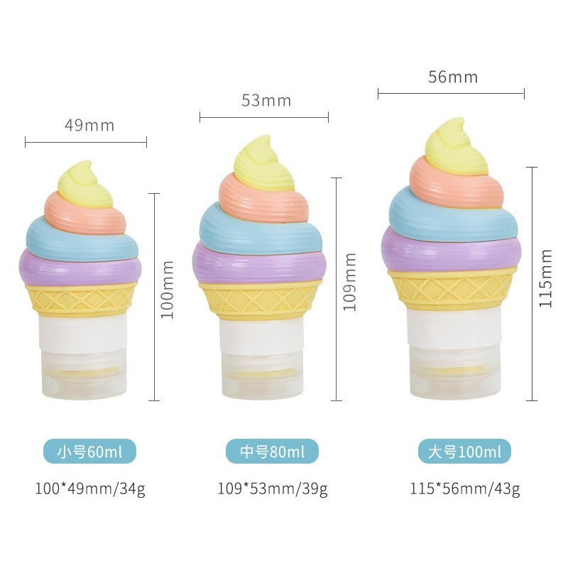 Ice Cream Shape Portable Leak Proof Squeeze Perfume Silicone Travel Bottle Wide