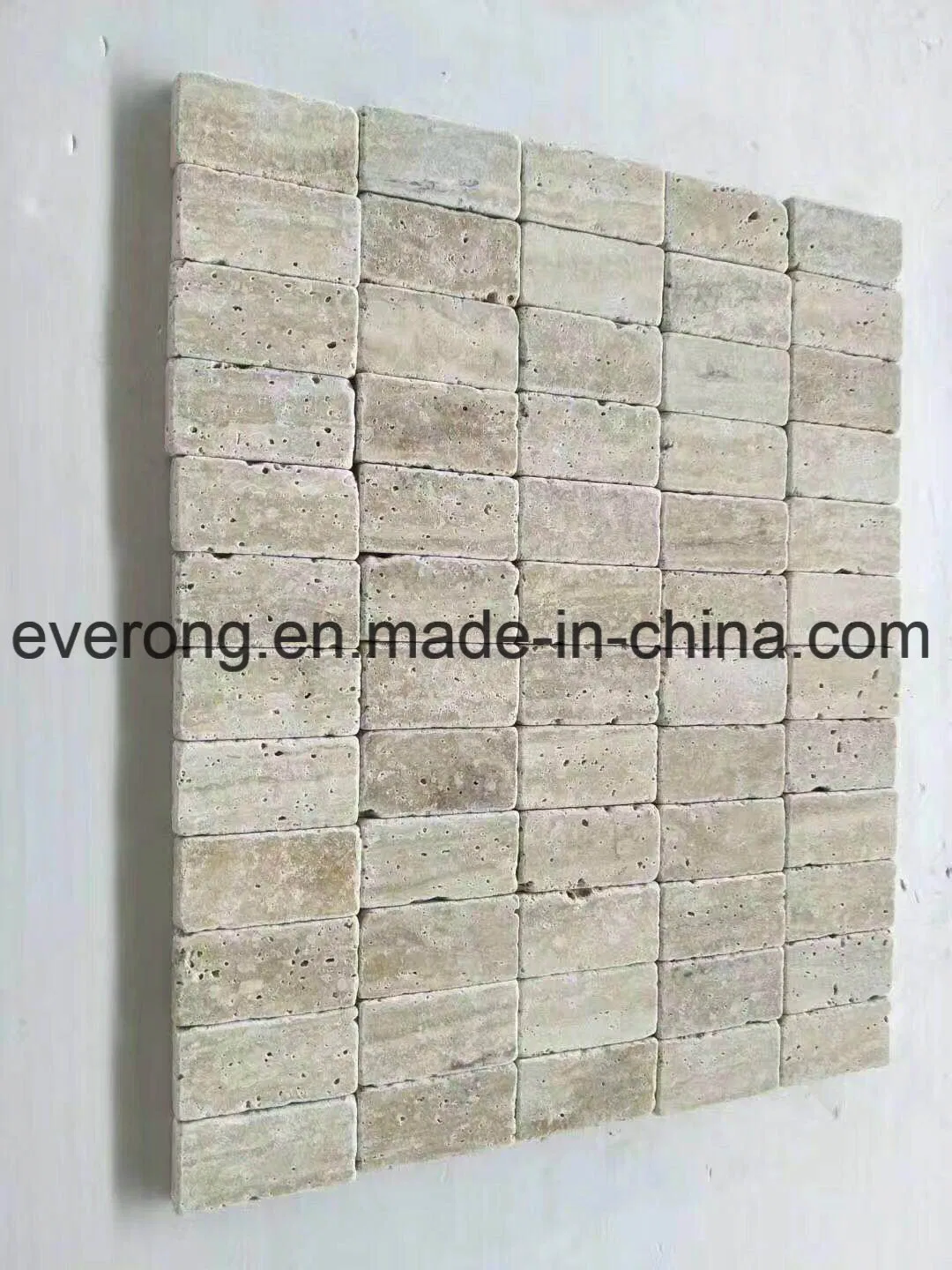 Natural Beige Travertine Tumbled Cobble Stone Paver for Patio, Driveway, Landscape