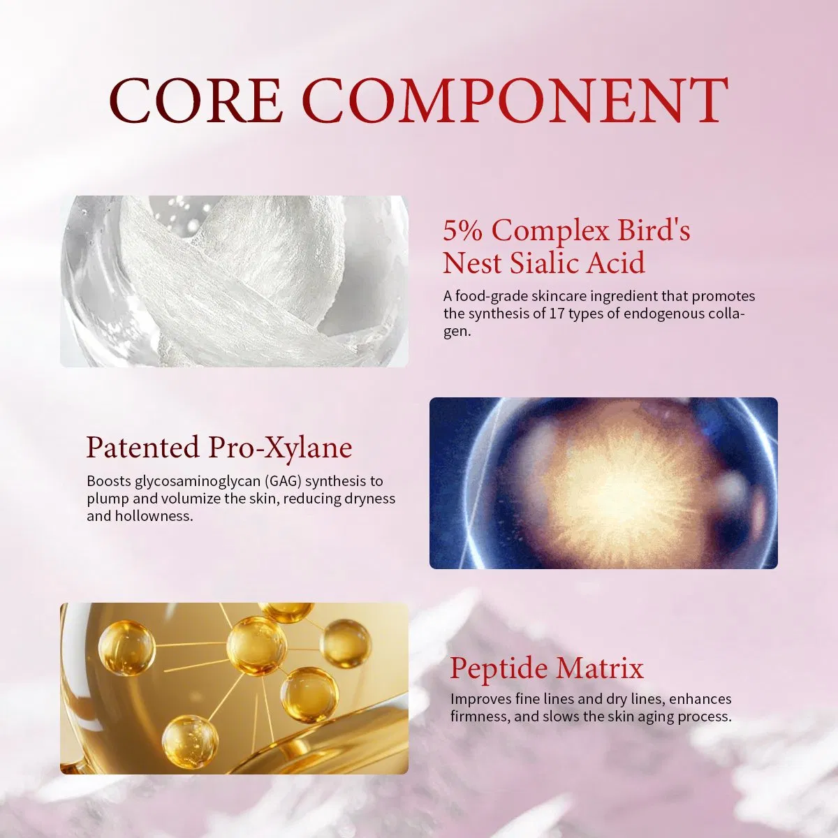 OEM/ODM Contour Reshaping Firming & Line Reducing Anti-Glycation 5% Complex Sialic Acid Patented PRO-Xylane Peptide Matrix Gene Anti-Aging Collagen Cream