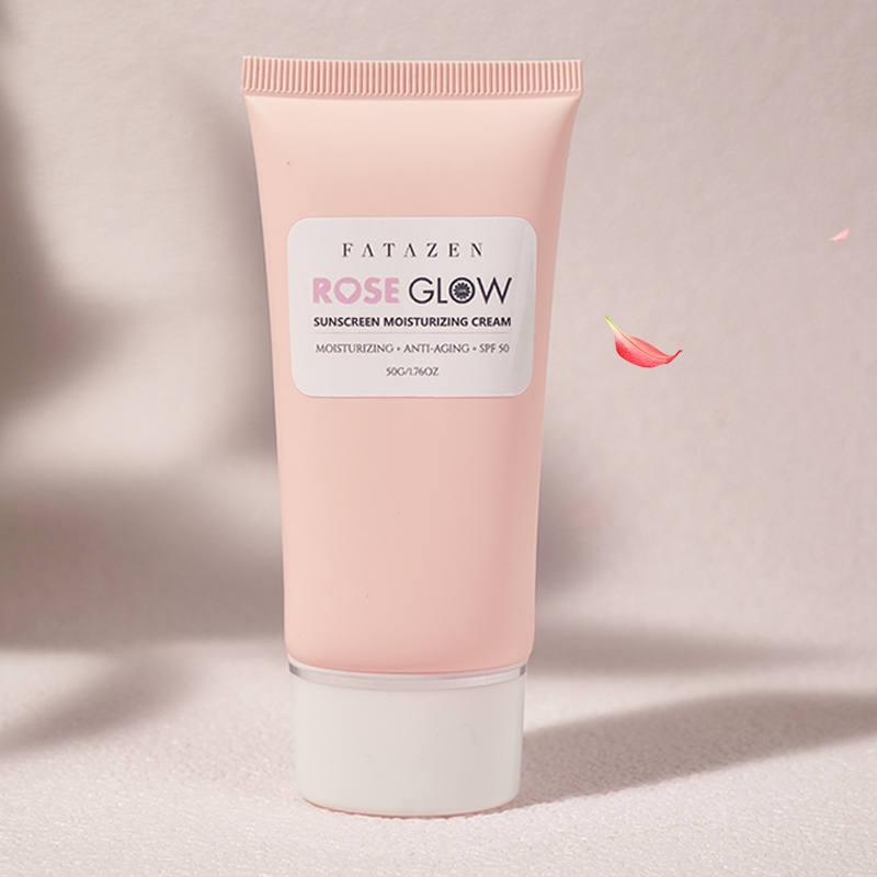 Private Label Organic Rose Glow Sunscreen Moisturizing Cream OEM ODM Long Lasting Sun Block SPF 50+Beach Defense Sun Screen