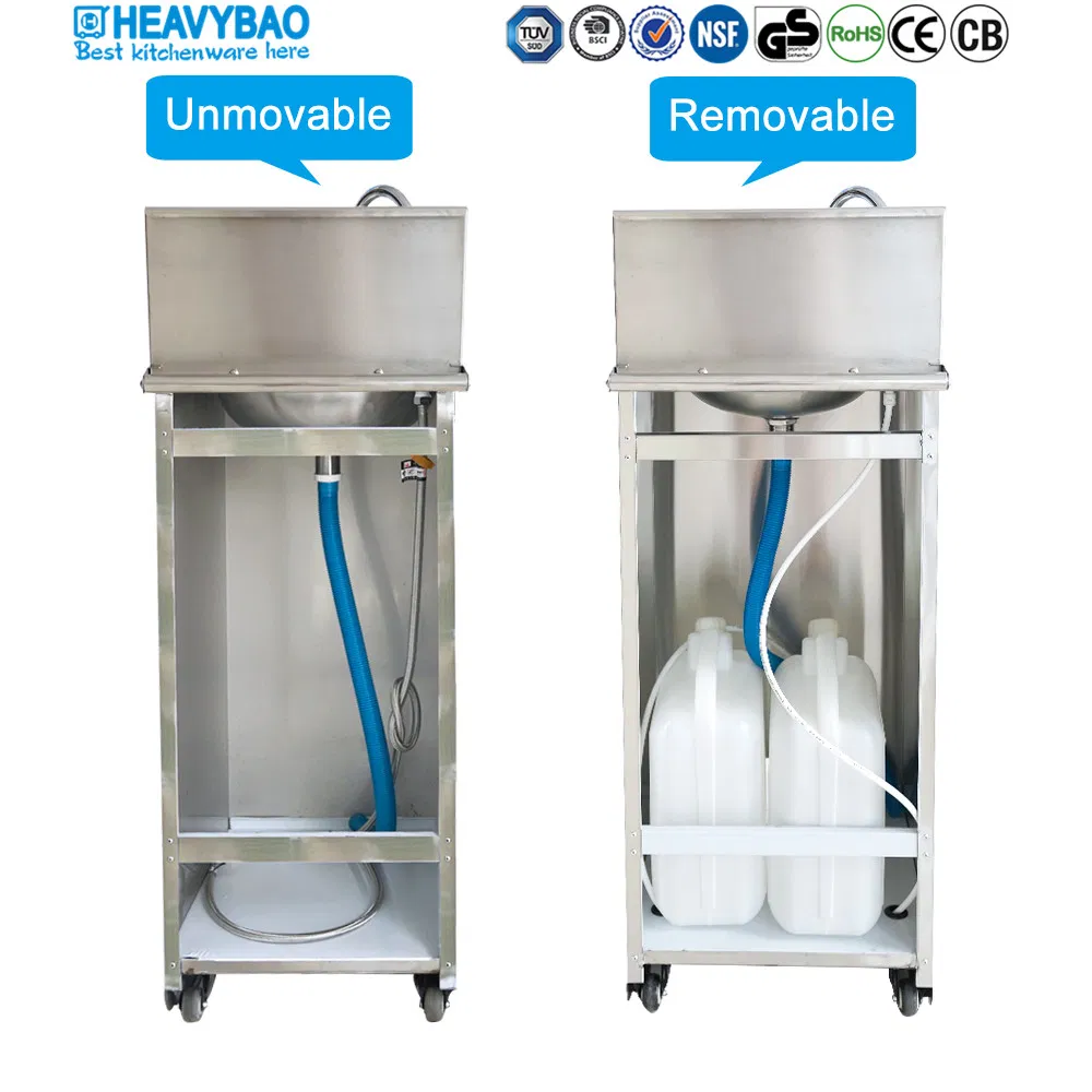 Heavybao Non-Removable Stainless Steel Hand Free Foot Operated Hand Wash Sink