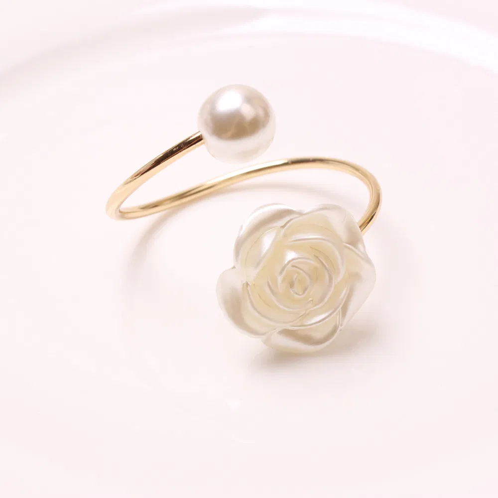 Pearl Napkin Holder Rose Flower Creative Round Pearl Napkin Ring Wedding Accessories