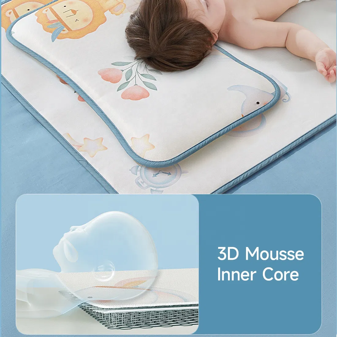 Baby Pillow Summer Sweat Absorbent Breathable Baby Ice Silk Newborn Children Over 0-6 Months Cloud Shape Pillow