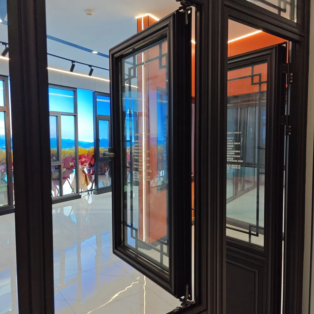 Chinese Style Aluminum Wooden Window with Hand-Carved Floral Grilles for Classic Interiors