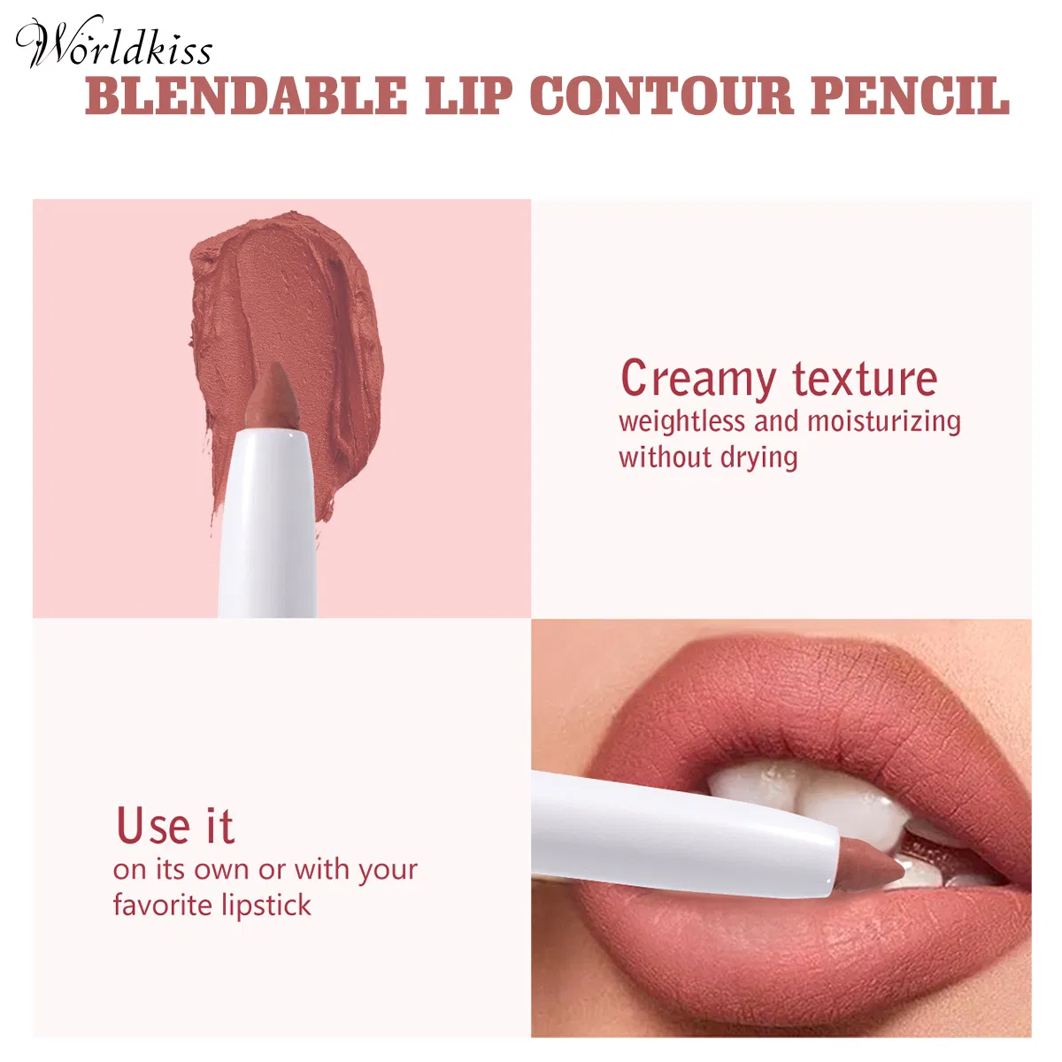 OEM Brown Vegan Waterproof Matte Creamy Long Wear Custom Lip Liner Pencil