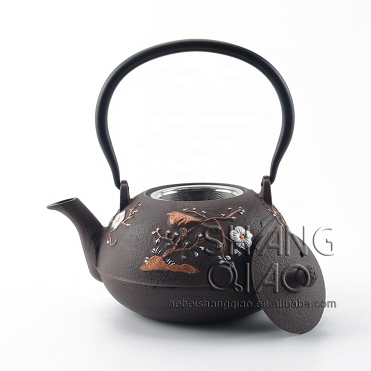 Чугунный чайник с цветами сливы, 1.2 л