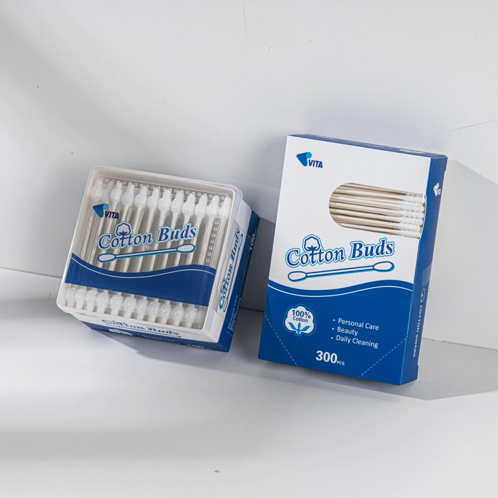 300PCS Thin Paper Swabs Biodegradable Cotton Buds in Sustainable Paper Box for Kids