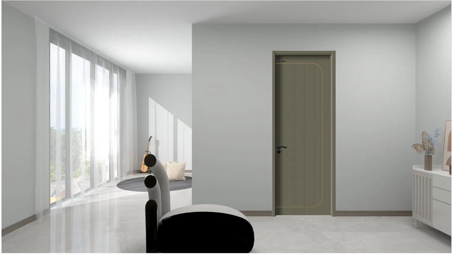 Elegant Solid Wood Compound Door with Modern Design Features