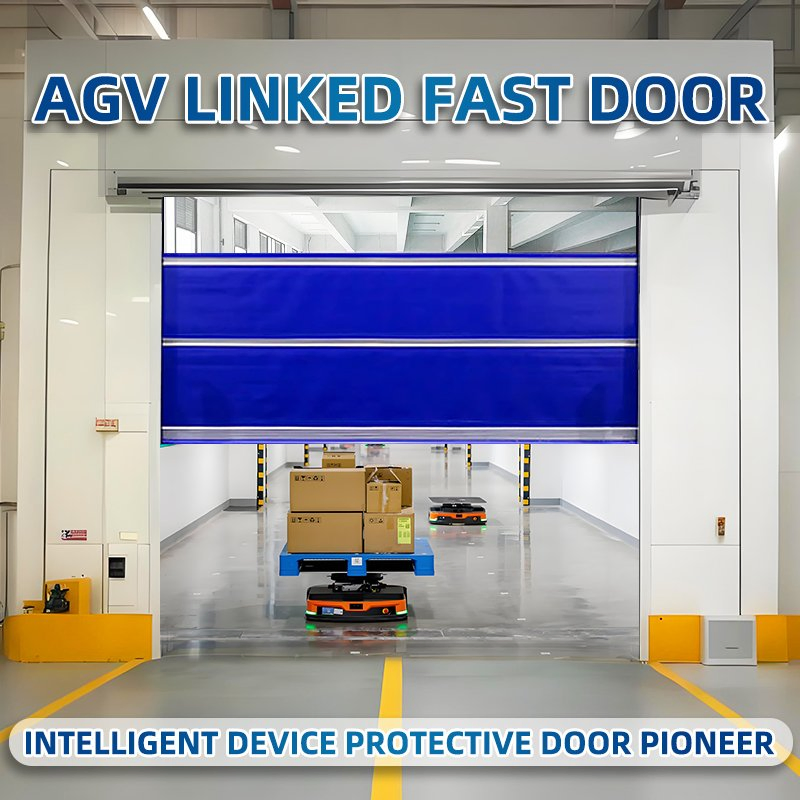 Industrial PVC Fast Electric Rolling Shutter Door with High Strength Polyester Fiber Fabric Low Noise with Transparent Panel