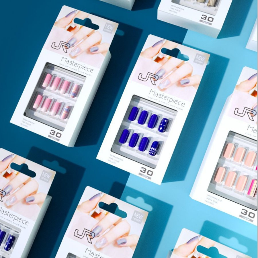 30 Pieces of Nail Art Full Sticker Nail Art Jelly Glue Color Box Without Trace Fake Nails